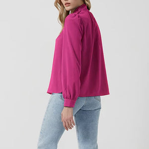 FRENCH CONNECTION - WOMENS TURTLE BUTTON TOP AURORA PURPLE