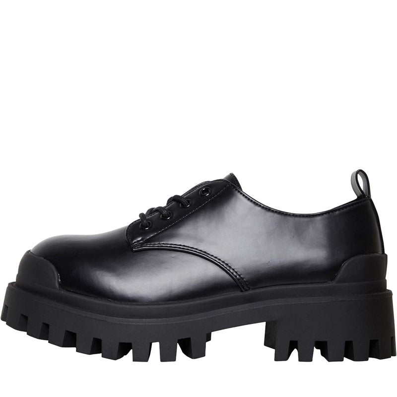 ASOS DESIGN - WOMENS MAYAN WIDE FIT CHUNKY LACE UP BLACK SHOES