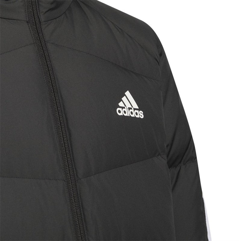 ADIDAS - UNISEX 3-STRIPES LONGLINE HOODED BLACK PUFFER JACKET