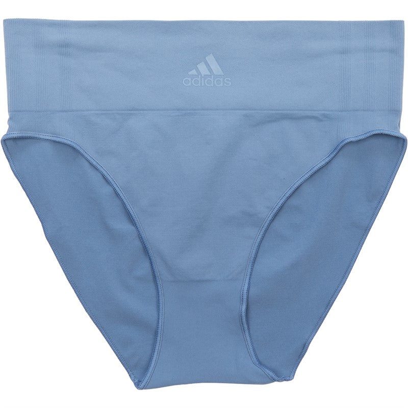 ADIDAS - WOMENS SPORT SEEMLESS MICRO STRETCH HIGH LEG BRIEF BLUE