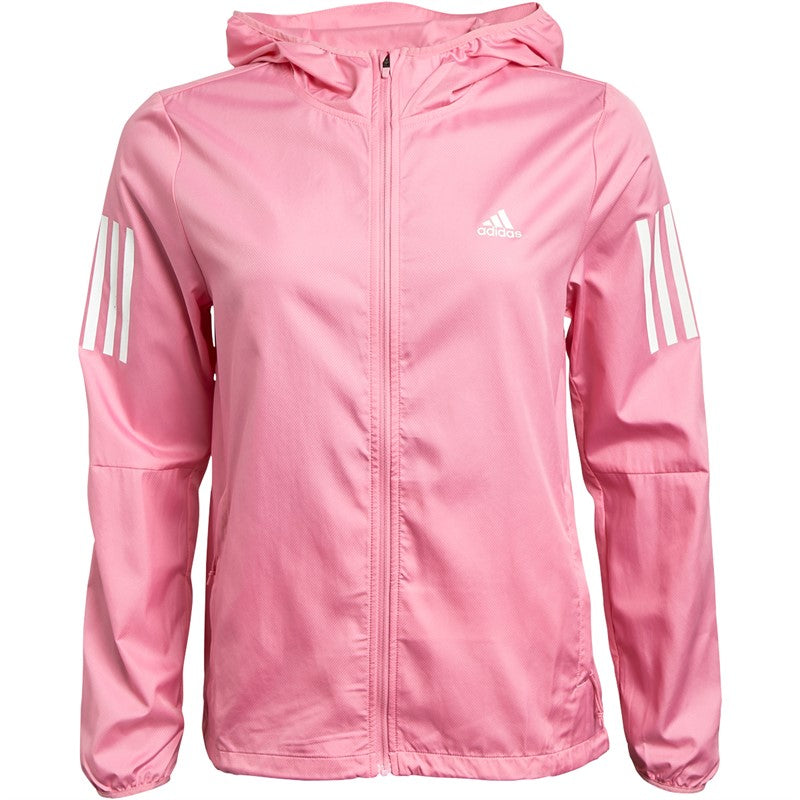 ADIDAS - WOMENS OWN THE RUN HOODED WINDBREAKER BLISS PINK