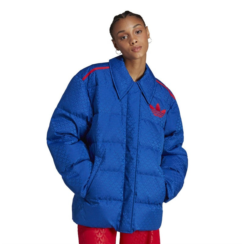 ADIDAS - WOMENS ADICOLOR 70S MONOGRAM PUFFER JACKET ROYAL BLUE