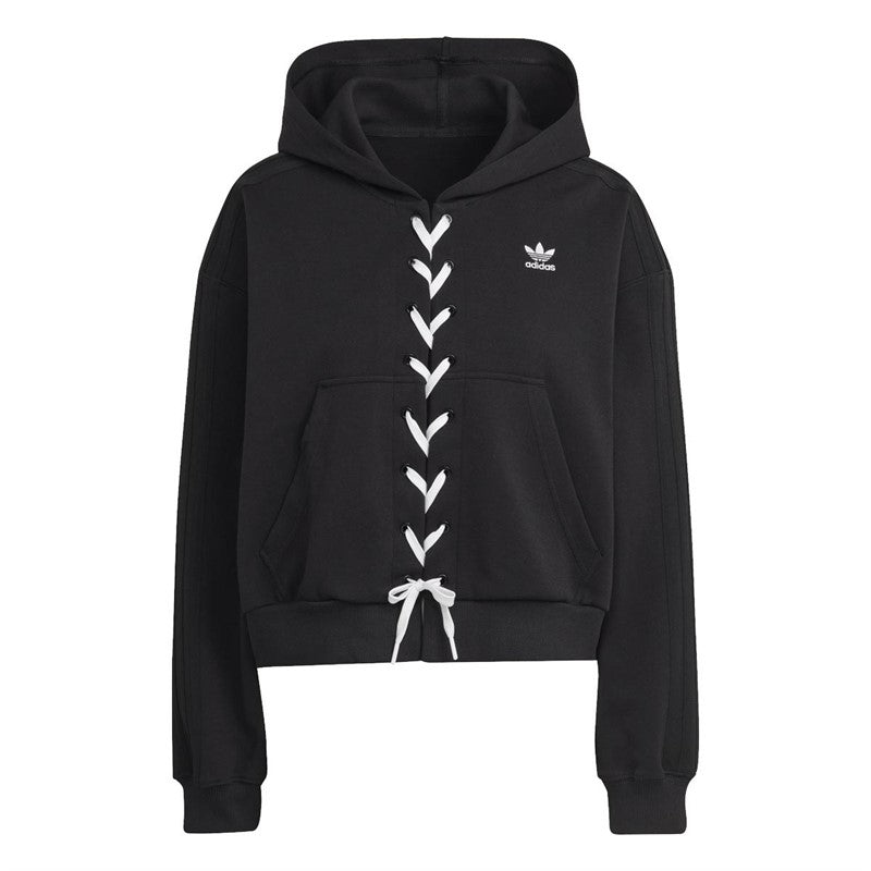 ADIDAS - WOMENS ORIGINALS LACED HOODIE SWEATSHIRT BLACK