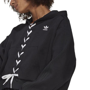 ADIDAS - WOMENS ORIGINALS LACED HOODIE SWEATSHIRT BLACK