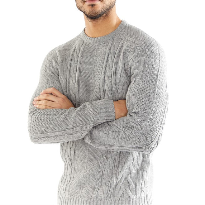 BRAVE SOUL - MENS WILSON CREW NECK KNITTED JUMPER GREY