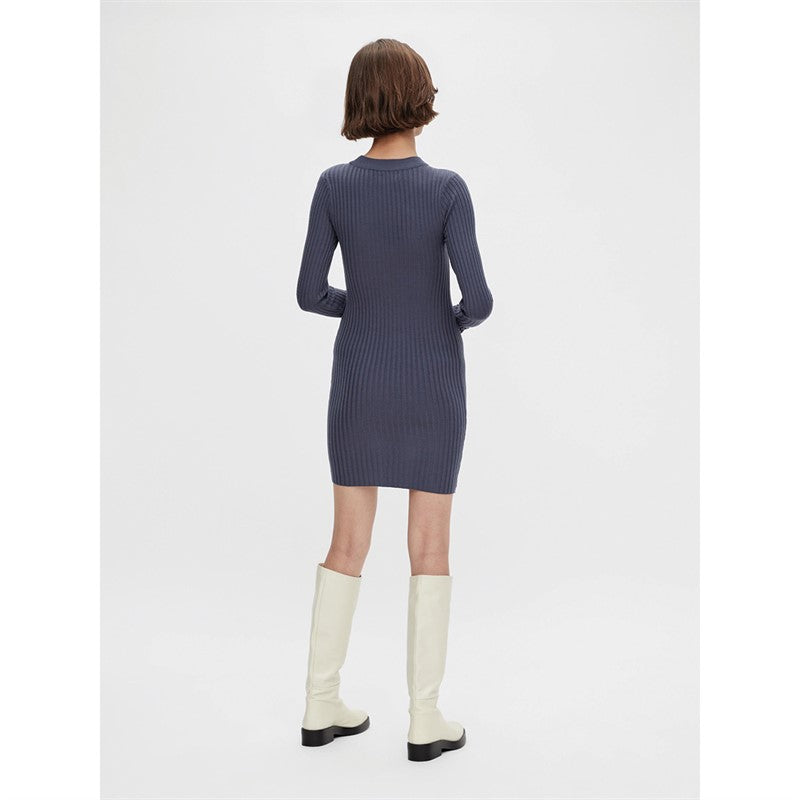 PIECES - CRISTA O NECK KNITTED DRESS OMBRE BLUE