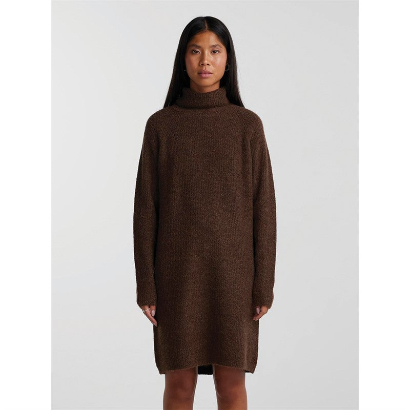 PIECES - ELLEN O NECK KNITTED DRESS CHICORY COFFEE
