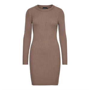 PIECES - CRISTA O NECK KNITTED DRESS FOSSIL
