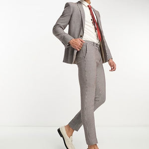 ASOS - SUPER SKINNY SUIT TROUSERS BROWN DOGTOOTH