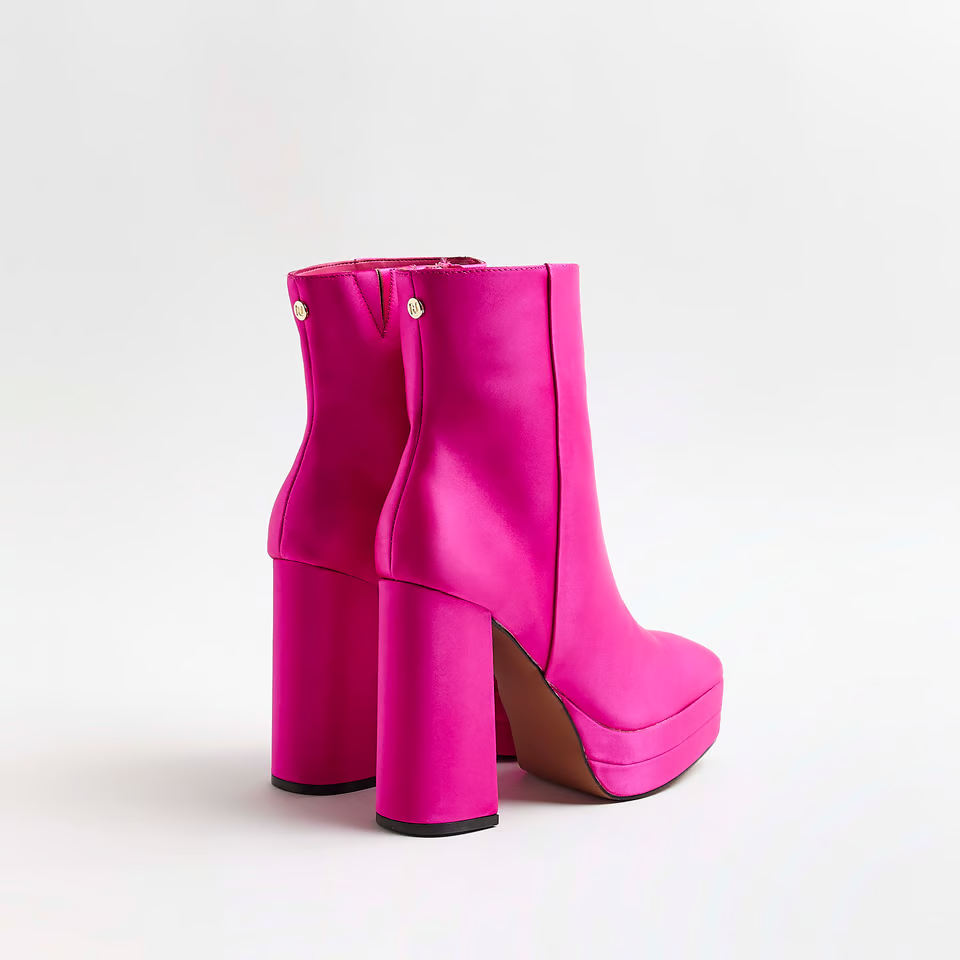 RIVER ISLAND SATIN PINK ANKLE BOOTS Gian Santino