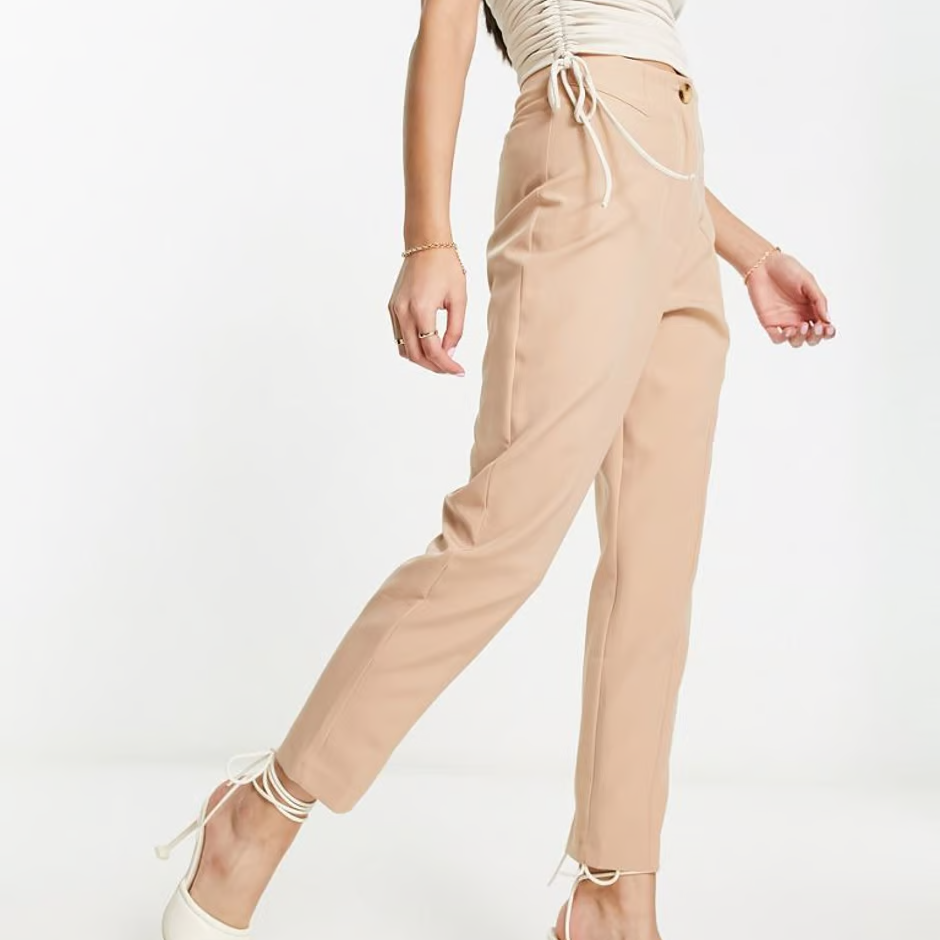 MISS SELFRIDE - HIGH WAIST TAPERED TROUSER BEIGE