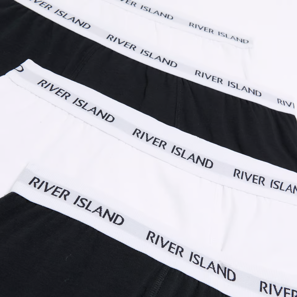 RIVER ISLAND - MENS 4-PACK TRUNKS BLACK REGULAR FIT