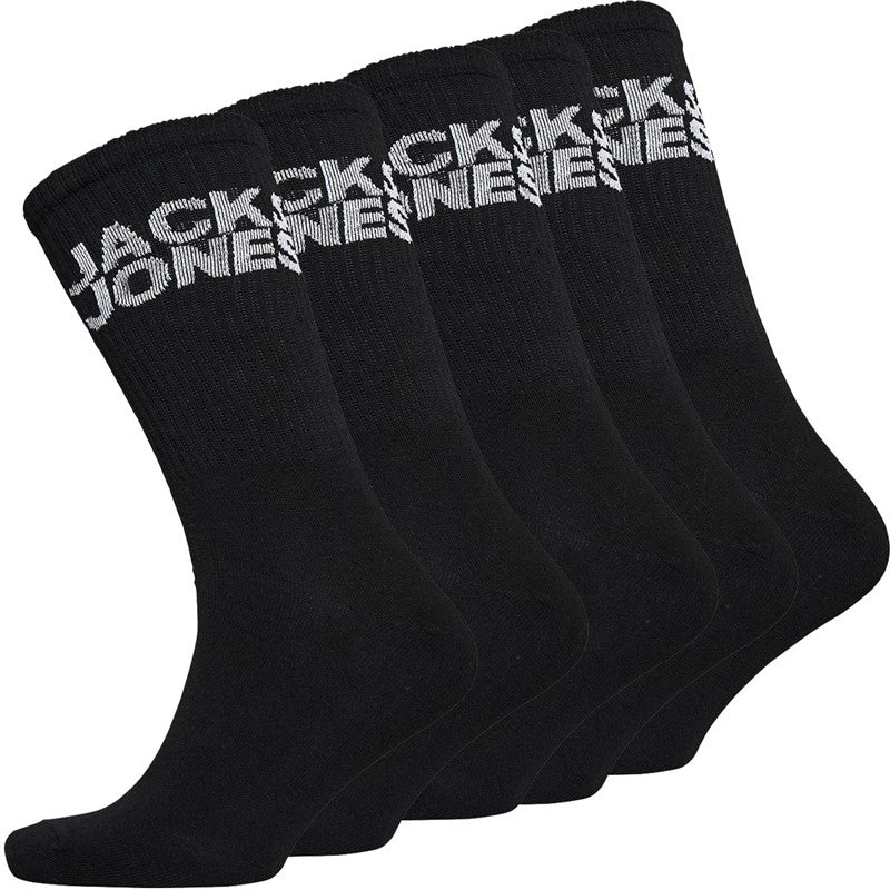 JACK AND JONES - BOYS 5-PACK BASIC TENNIS SOCKS BLACK