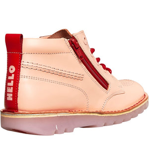 KICKERS - JUNIOR GIRLS HELLO KITTY LEATHER BOOTS PINK