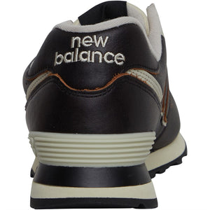 NEW BALANCE - MENS 574 PIGSUEDE TRAINERS DARK BROWN LEATHER