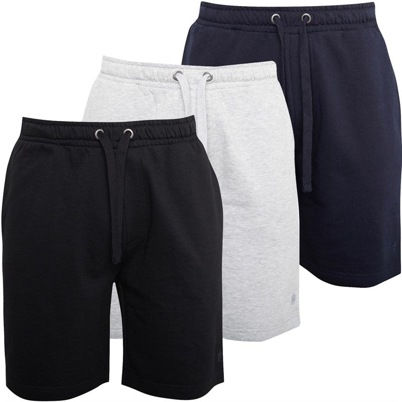 FRENCH CONNECTION MENS 3-PACK JERSEY SHORTS BLACK/MARINE/GREY