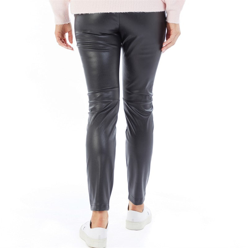FRENCH CONNECTION - WOMENS SIZE ZIP FAUX LEATHER TROUSER BLACK