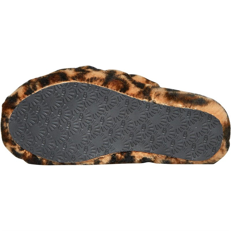 UGG® - GIRLS FLUFF PANTHER PRINT BROWN SLIPPERS