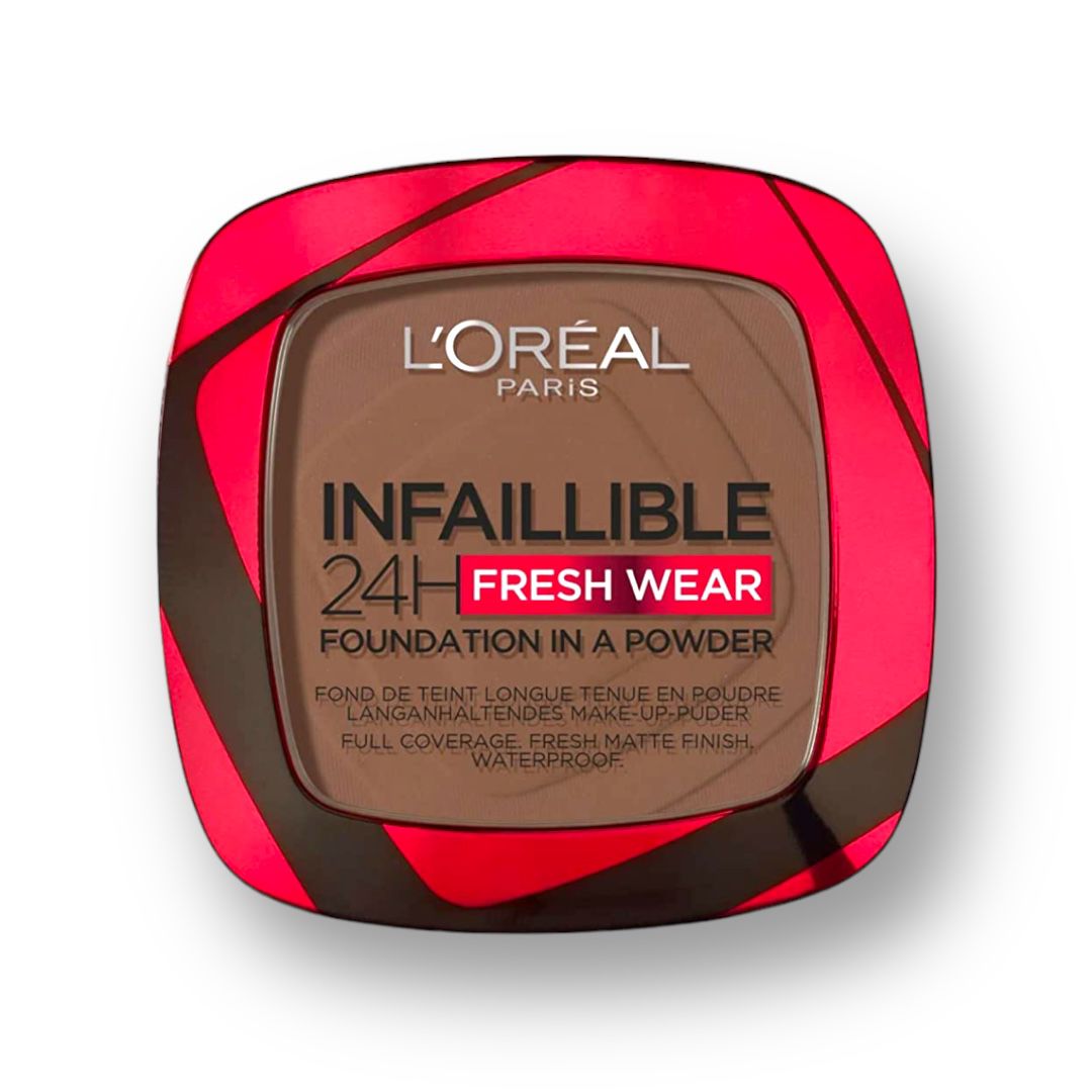 L'OREAL PARIS INFALLIBLE 24HR FRESH WEAR POWDER FOUNDATION - 390 - EBONY