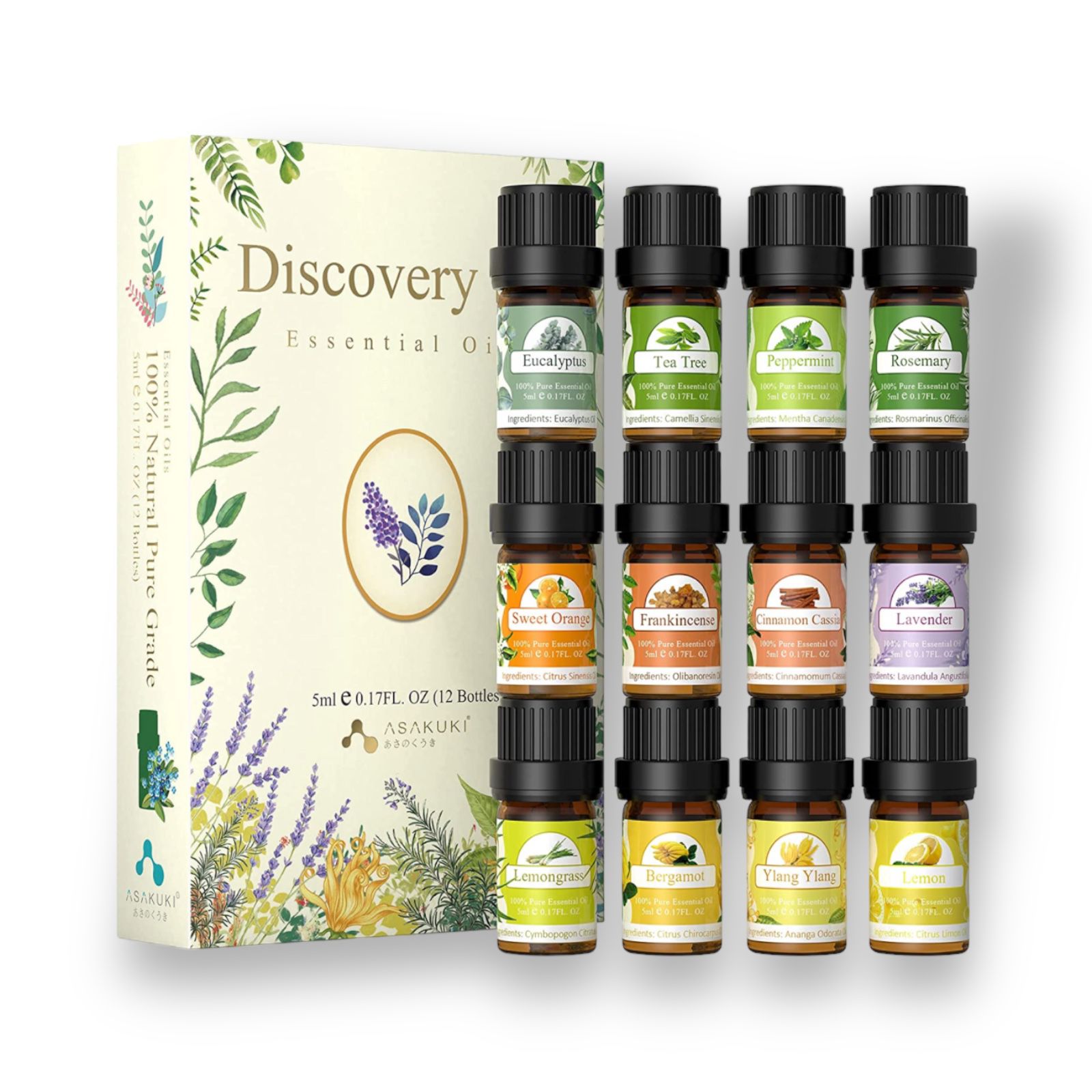 ASAKUKI - DISCOVERY ESSENTIAL OILS - 12 PIECES