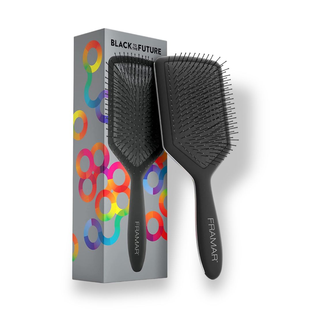 FRAMAR - PADDLE BRUSH FOR THICK HAIR - BLACK TO THE FUTURE