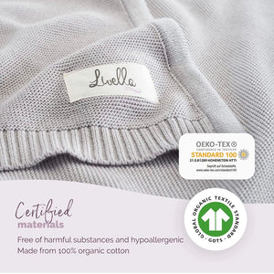 LIVELLA - 100% ORGANIC COTTON PREMIUM BABY BLANKET - GREY