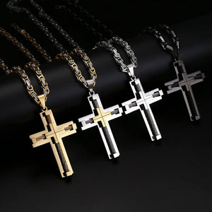 ROHEAFER - MENS STAINLESS STEEL STATEMENT CROSS - GOLD