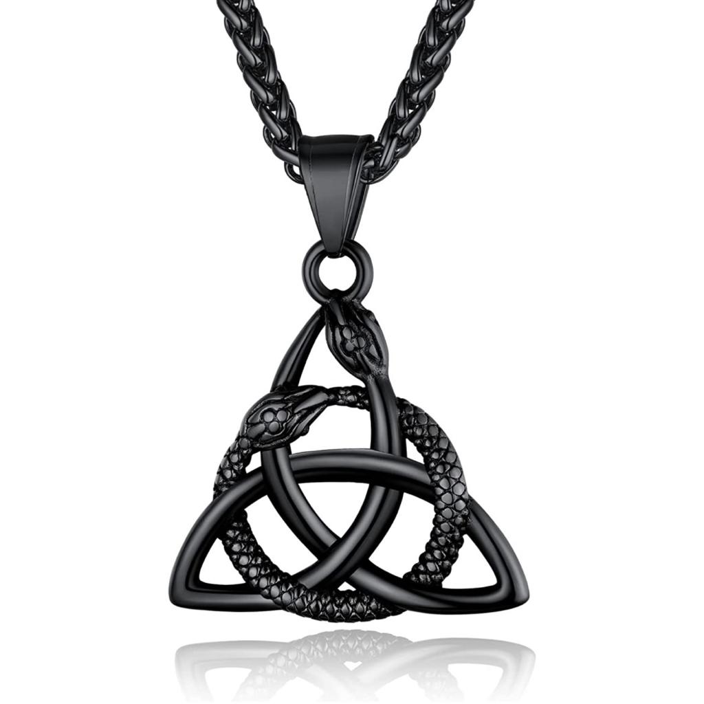 CHAINSPRO - MEN VIKING SNAKE TRIANGLE PENDANT - BLACK