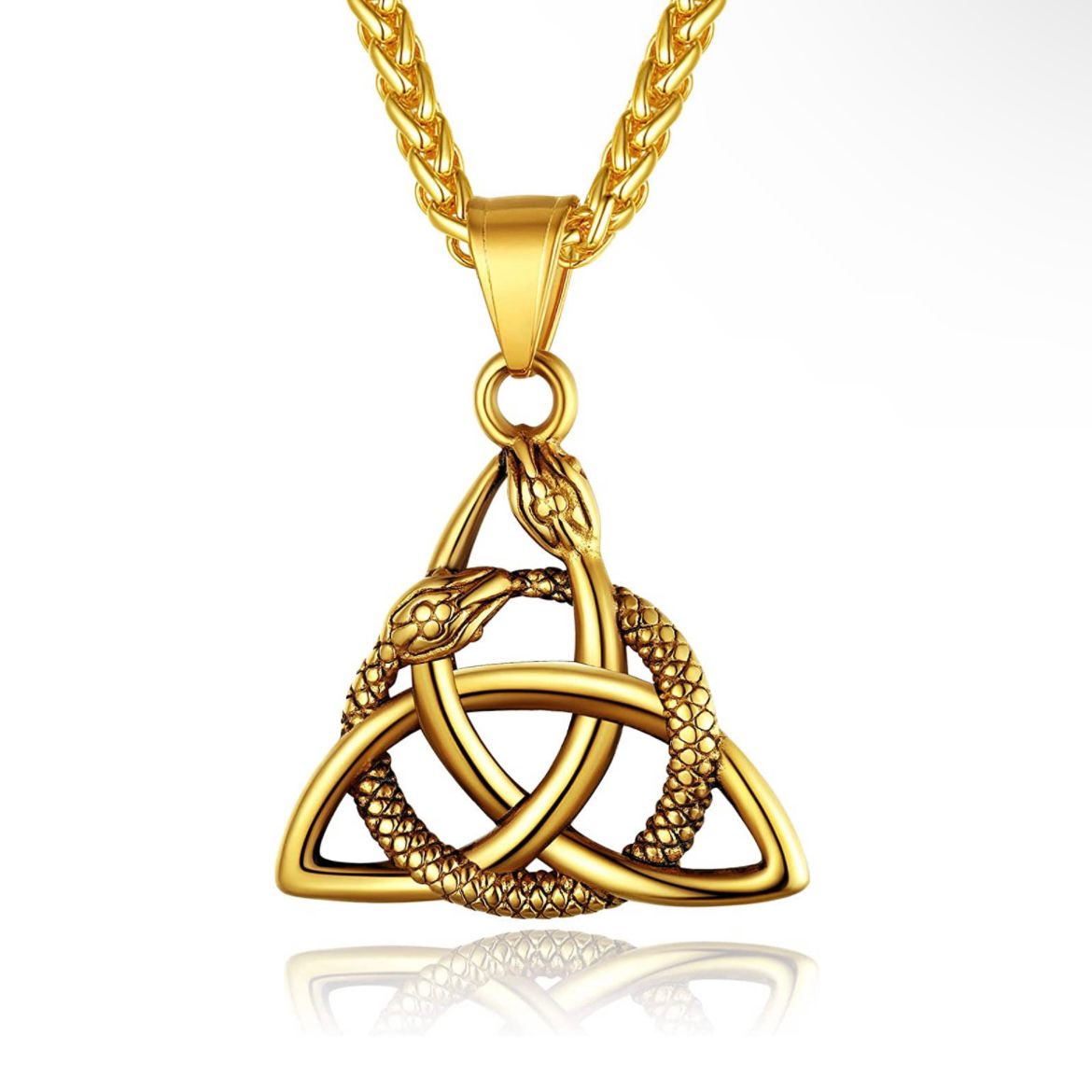 CHAINSPRO - MEN VIKING SNAKE TRIANGLE PENDANT - GOLD