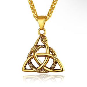 CHAINSPRO - MEN VIKING SNAKE TRIANGLE PENDANT - GOLD