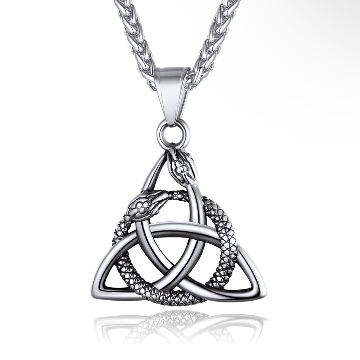 CHAINSPRO - MEN VIKING SNAKE TRIANGLE PENDANT - SILVER TONE