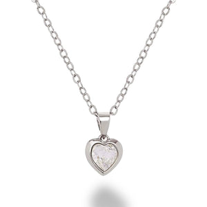 TED BAKER - HAN CRYSTAL HEART PENDANT NECKLACE - SILVER