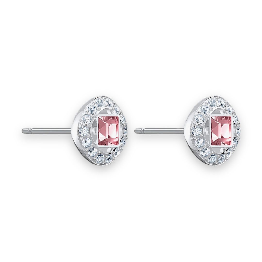 SWAROVSKI - ANGELIC SQUARE COLLECTION STUD EARRINGS - RHODIUM/PINK