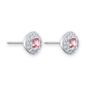 SWAROVSKI - ANGELIC SQUARE COLLECTION STUD EARRINGS - RHODIUM/PINK