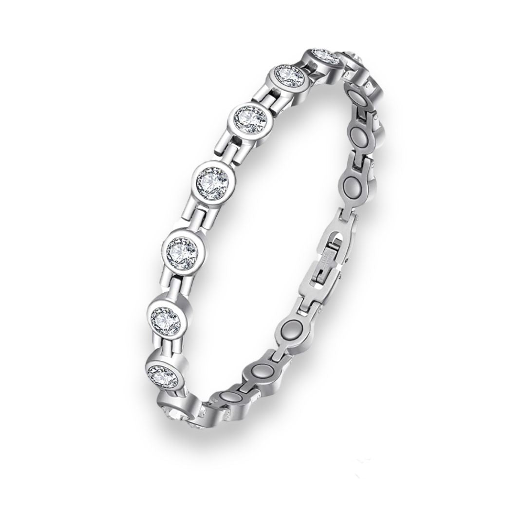 JECANORI - LYMPHATIC MEGNETIC CLEAR STONE SILVER BRACELET