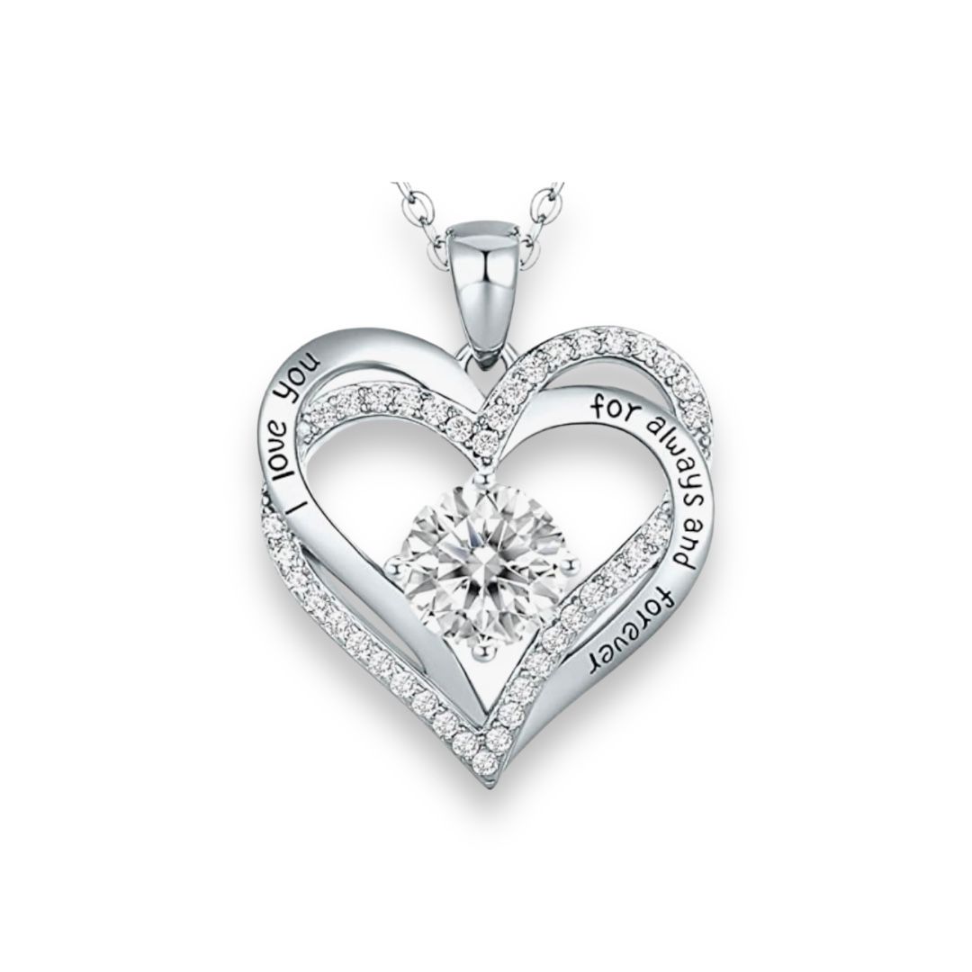 CDE - 925 STERLING SILVER LOVE HEART PENDANT - WHITE STONE