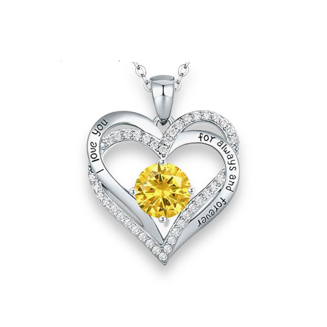 CDE - 925 STERLING SILVER LOVE HEART PENDANT - CITRINE