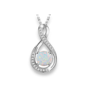 GEMLANTO - 925 STERLING SILVER INFINITY PENDANT NECKLACE - CREATED OPAL