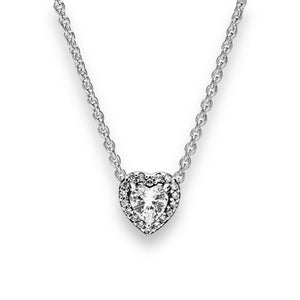 PANDORA - TIMELESS STERLING SILVER ELEVATED HEART PENDANT NECKLACE