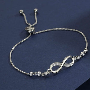 COSIE LILY - 925 STERLING SILVER INFINITY CRYSTAL BRACELET - PLATINUM
