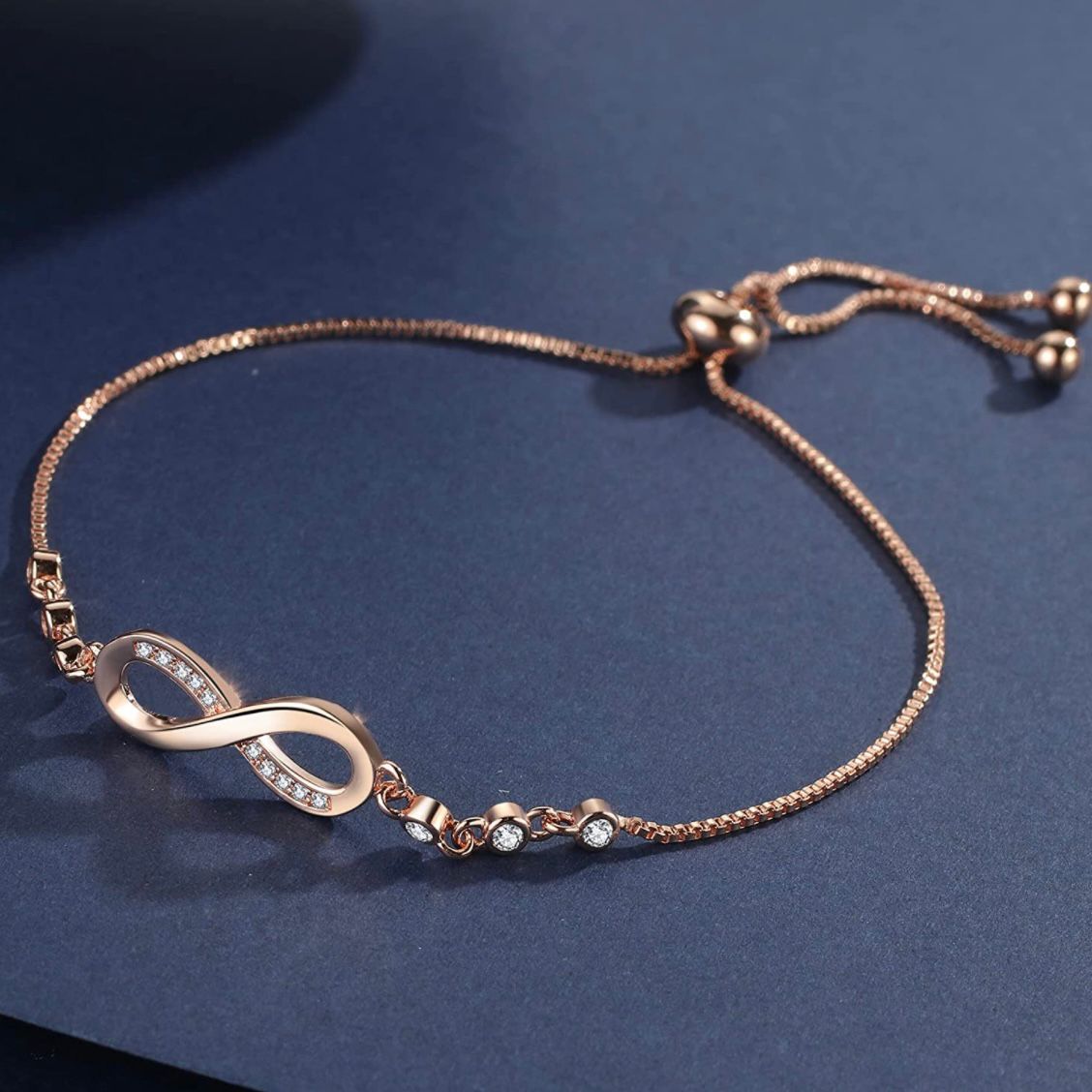 COSIE LILY - 925 STERLING SILVER INFINITY CRYSTAL BRACELET - ROSE GOLD