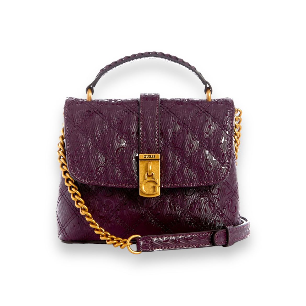 GUESS - GAIA MINI QUILTED CROSS BODY BAG - PLUM