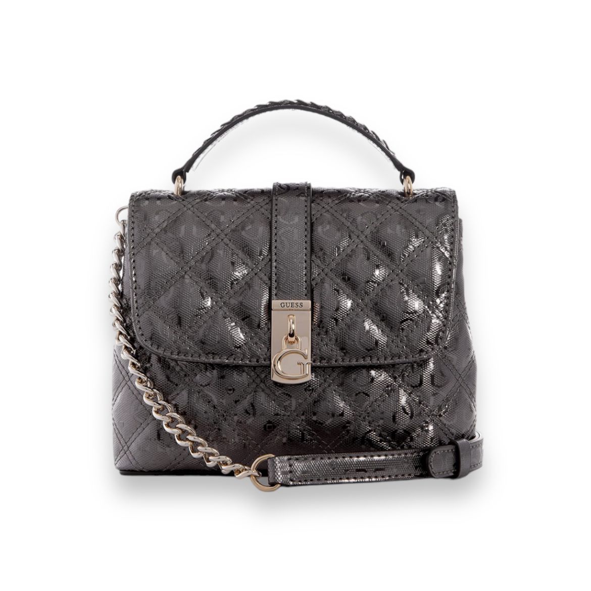 GUESS - GAIA MINI QUILTED CROSS BODY BAG - PEWTER