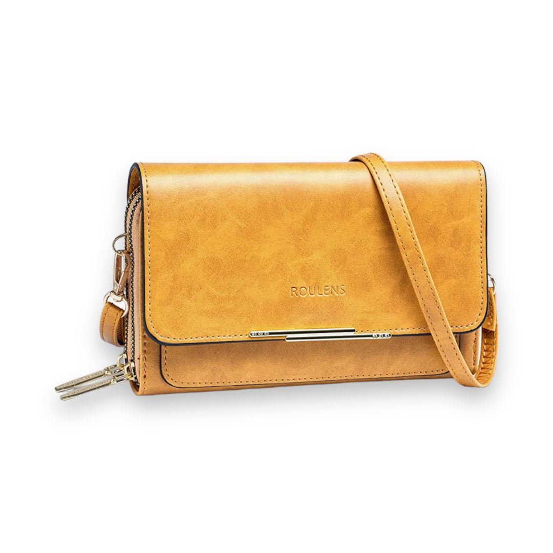 ROULENS - SOFT PU LEATHER CROSSBODY HANDBAG - MUSTARD