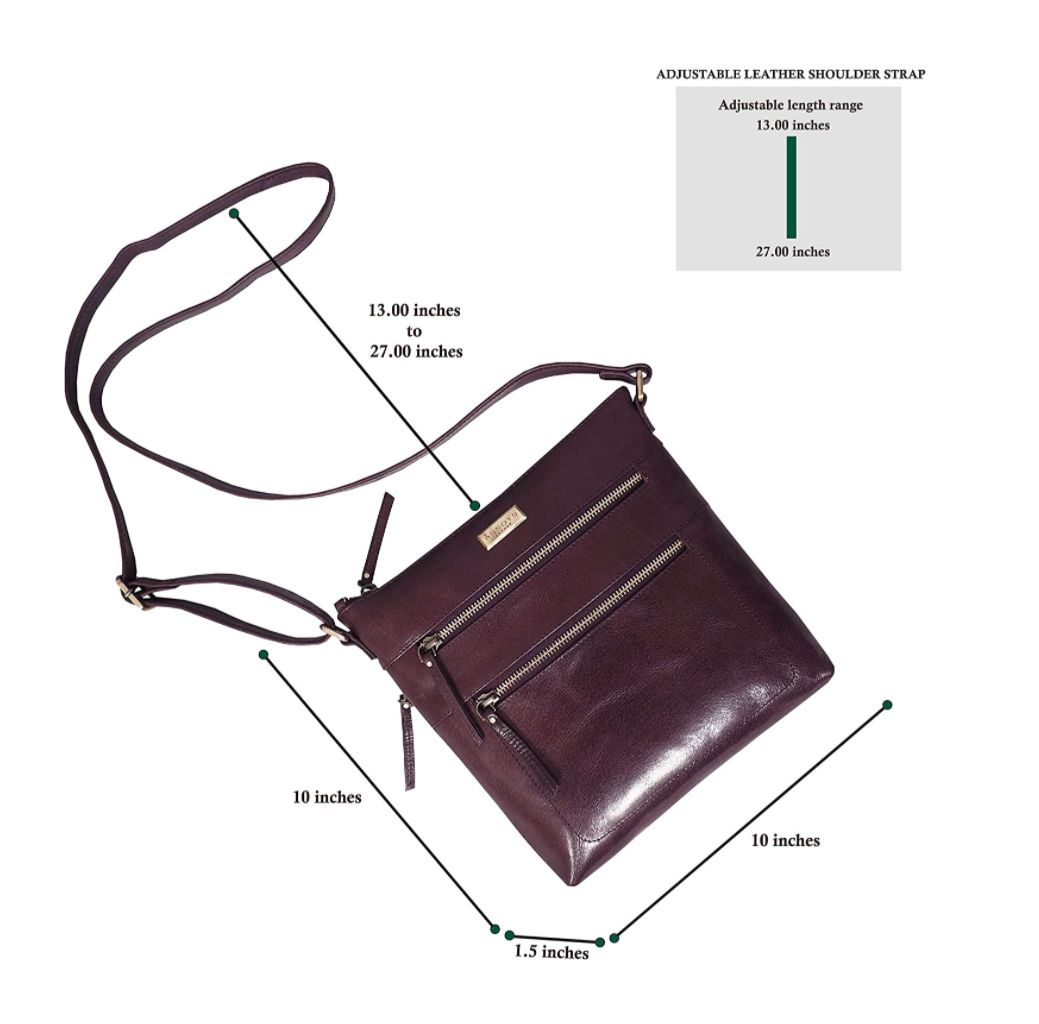 ASSOTS - MULTI POCKETS GENUINE LEATHER CROSSBODY BAG - PLUM WAXY