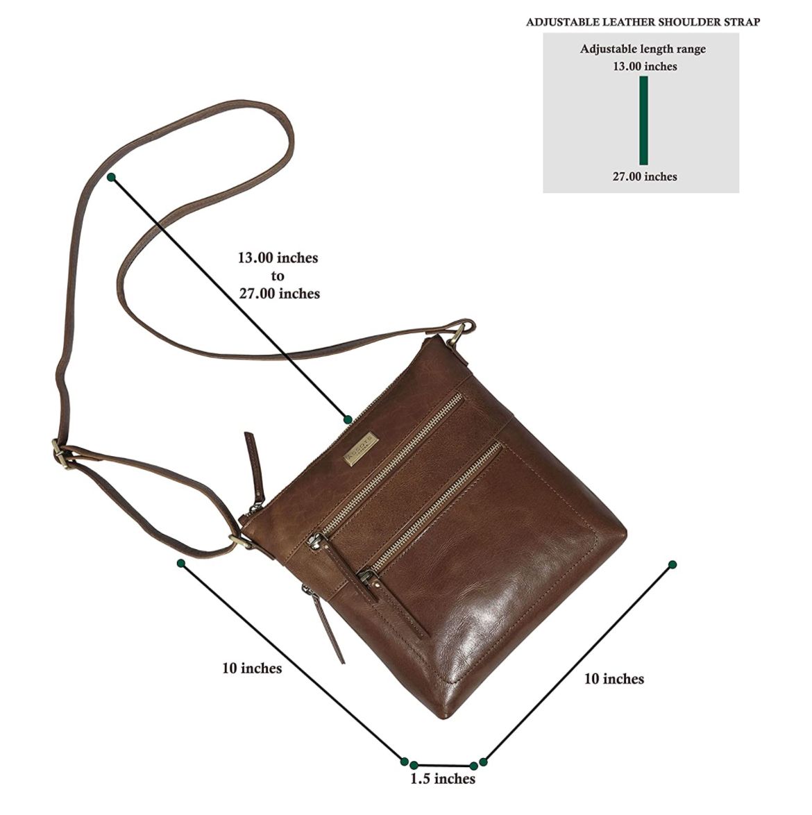 ASSOTS - MULTI POCKETS GENUINE LEATHER CROSSBODY BAG - TAN DISTRESSED