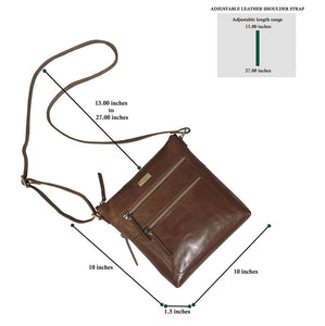 ASSOTS - MULTI POCKETS GENUINE LEATHER CROSSBODY BAG - TAN DISTRESSED