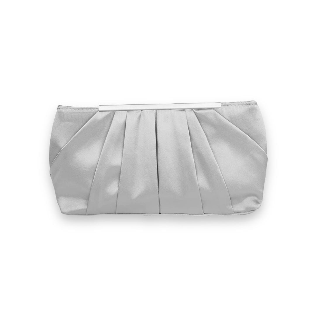 LOLLANDA - ELEGANT PLEATED SATIN CLUTCH HANDBAG - SILVER