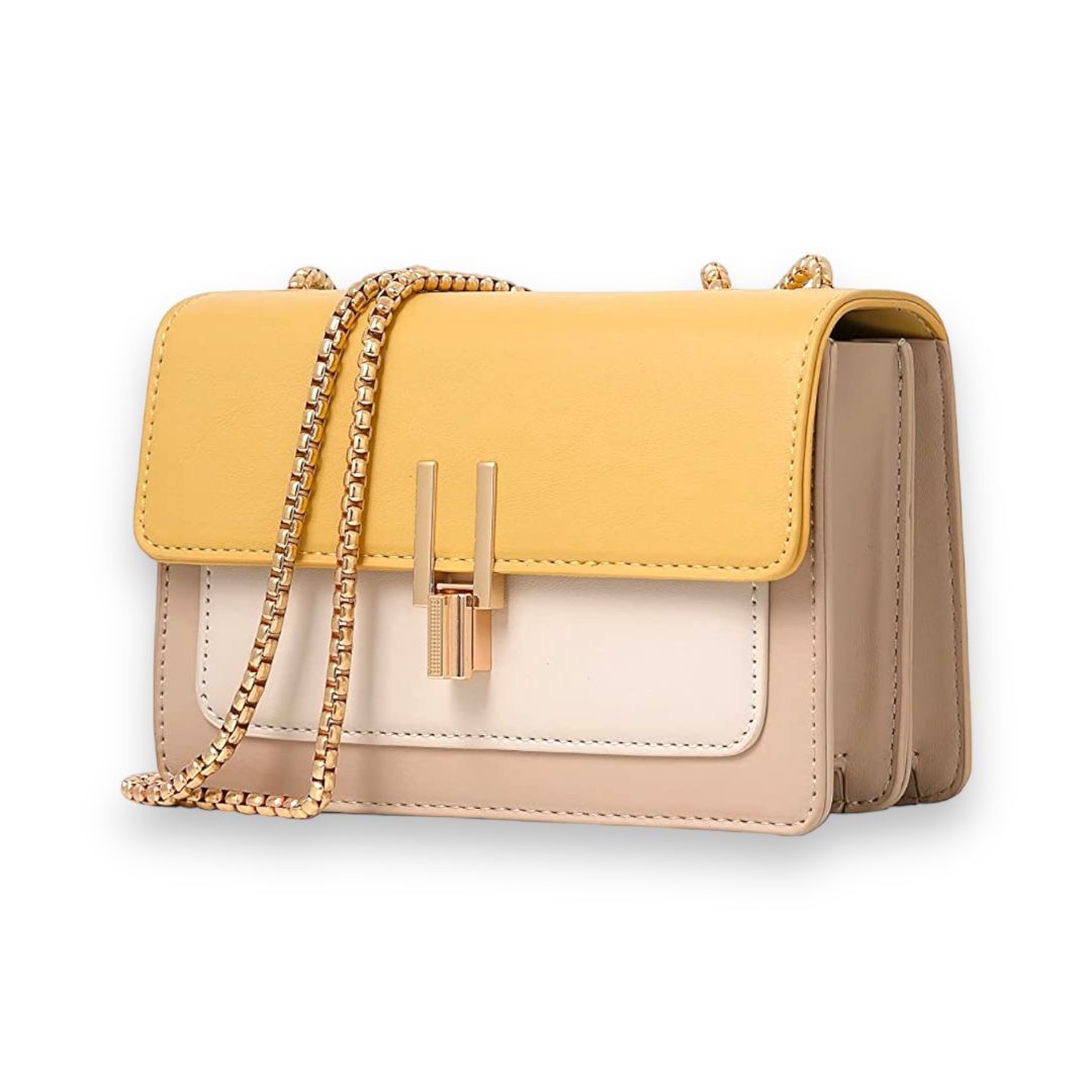 TOP BAND - COLOUR BLOCK LEATHER CROSSBODY BAG - YELLOW